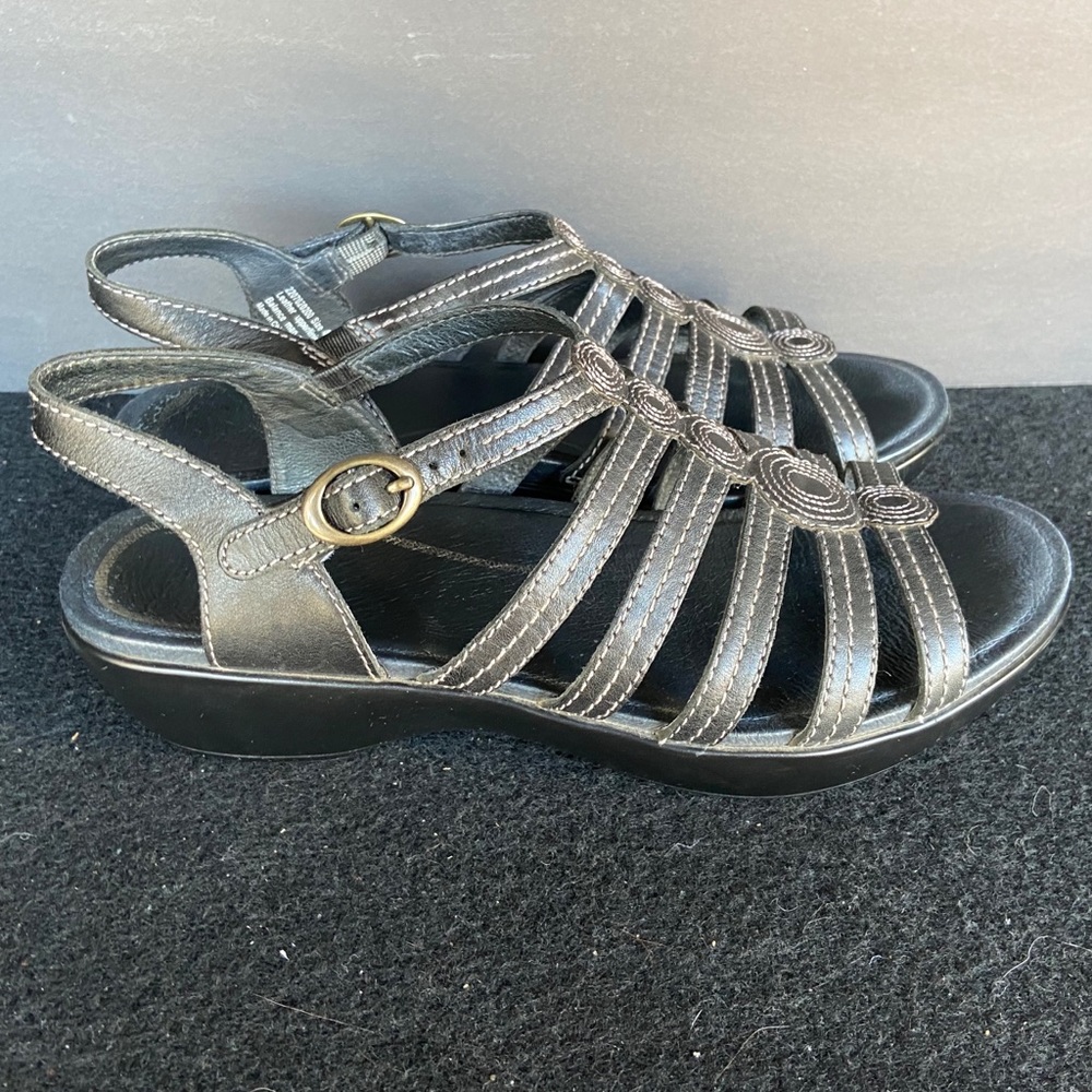 Dansko Drea Black Leather Sandals Ortho 40